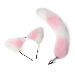 Juego Sexual <span class=keywords><strong>para</strong></span> Adultos, Disfraz Sexy de Gato con Orejas de Peluche y Cola de Zorro, Tapón Anal Metálico - Product Image 2