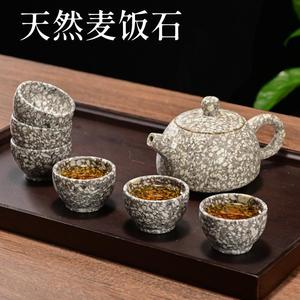 Maifan Stone Tea Set 4 People Pottery Traditional Chinese Style Simple Design Durable Teapot Teacups Tea Tray For Home Use - Product Image 2