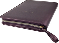 Cremallera Padfolio B5 Carpeta de archivos Business Faux Leather Purple Portfolio Logotipo en relieve personalizado Bolsa de documentos de cuero con cuaderno