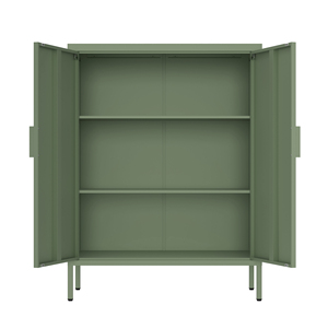 Armário Buffet de Metal Verde para Sala de Estar, com 2 Portas, Estilo Moderno de Armário Expositor - Product Image 6