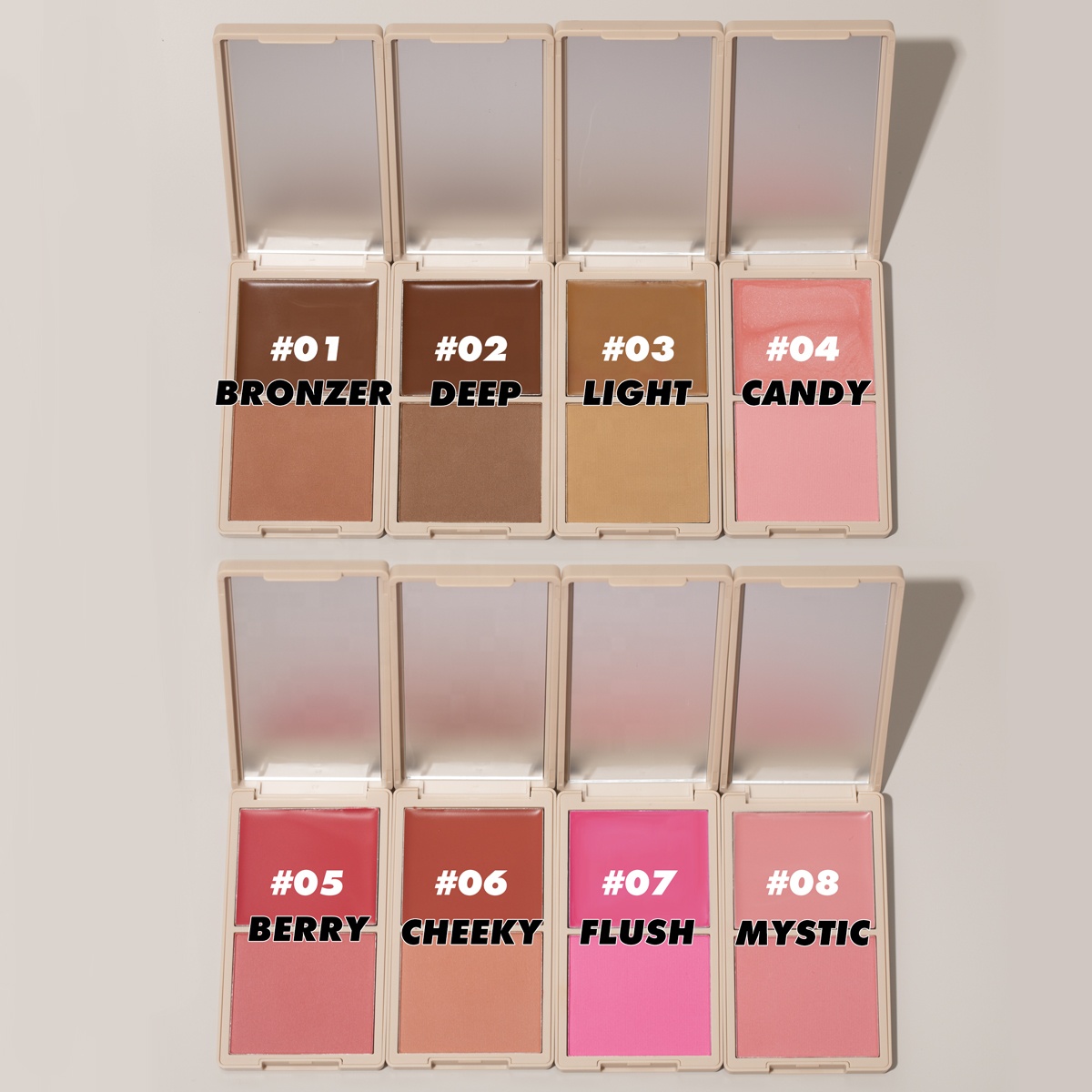 All'ingrosso personalizzato ad alto pigmento impermeabile Blush Palette Private Label guancia è rosso di lunga durata Vegan Makeup Cream Blush Palette