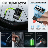 Mini Portable High Pressure Electric Bike Pump-120 PSI Cordless Tire Inflator Auto-Stop Digital Display FAST Durable for Road