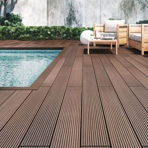 Modern Style Anti-Slip WPC <strong>Decking</strong> Waterproof Composite Wood for Outdoor Gardens Courtyards Parks Wood Grain Surface Brushed - Product Image 1