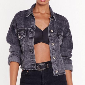 Prix usine recadrée oem <span class=keywords><strong>veste</strong></span> <span class=keywords><strong>en</strong></span> <span class=keywords><strong>jean</strong></span> noir <span class=keywords><strong>veste</strong></span> <span class=keywords><strong>en</strong></span> <span class=keywords><strong>jean</strong></span> pour les femmes - Product Image 1