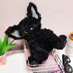 새로운 패션 새로운 데본 렉스 블랙 펠리스 고양이 인형 귀여운 검은 고양이 봉제 장난감 웅크 리기 고양이 박제 동물 봉제 인형 - Product Image 3