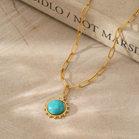 Bijoux plaqué or fermoir mousqueton trombone chaîne collier CZ Turquoise Howlite soleil pendentif à pointes collier femmes