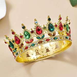 Bunte Barock Braut Tiara Krone Royal Queen Crown Prom Braut Hochzeit Diademe für Hochzeit Prom Geburtstag Kopf Kronen für Frauen - Product Image 1