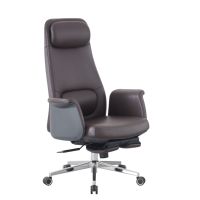 Chaise de bureau de direction ergonomique de luxe moderne à dossier haut pivotant en cuir avec repose-pieds et appui-tête pour bureau à domicile, directeur général