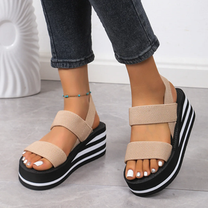 Sandalias de cuña de ocio para mujer, plataforma de suela gruesa con punta abierta, zapatos informales de verano, correa trasera, sandalias ligeras para mujer - Product Image 2