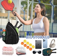 Sac à bandoulière unisexe personnalisé pour pickleball, en polyester léger et résistant à l'eau, capacité 20-30L, sac de sport et de gym avec crochet pour clôture