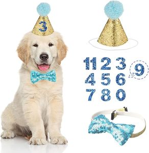 Kit de Sombrero de Fiesta de Cumpleaños para Mascotas HLC con Corbata de Moño y Número para Decoraciones de Cumpleaños de Perros, Cachorros y Gatos, Disfraz, Accesorio para la Cabeza - Product Image 6