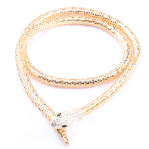 Collar de cadena dorada con forma de serpiente e incrustaciones de diamantes para mujer, joyería de fiesta, aleación de zinc, diseño animal, accesorio de moda. - Product Image 1