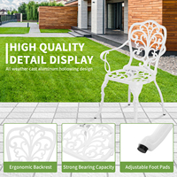 Ensemble de 3 pièces table et chaises de bistrot en métal blanc pour l'extérieur, ensemble de 2 ensembles de terrasse en fonte d'aluminium pour le jardin