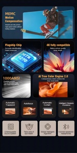 โปรเจคเตอร์อัจฉริยะ Anxin ระบบแอนดรอยด์ พร้อมพอร์ต Rj45 ความละเอียด 1080P รองรับ 4K สำหรับโฮมเธียเตอร์ หน่วยความจำ 2GB 32GB  WiFi แบบดูอัลแบนด์ โปรเจคเตอร์สำหรับเล่นเกม - Product Image 2