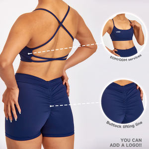 Luckpanther交叉肩带无背作物运动文胸锻炼短裤主动穿瑜伽套装健身健身房臀部提升瑜伽套装 - Product Image 1