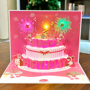 Biglietto <span class=keywords><strong>di</strong></span> auguri <span class=keywords><strong>di</strong></span> torta <span class=keywords><strong>di</strong></span> <span class=keywords><strong>compleanno</strong></span> con luce 3D e musica per augurare a qualcuno un 'felice <span class=keywords><strong>compleanno</strong></span>' - Product Image 2