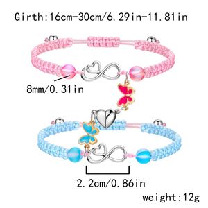 Pulsera De Pareja Silk Thread Braided Couple <b>Bracelet</b> 2 Pcs Daisy Tai Chi <b>Infinity</b> Sign Butterfly Magnetic Heart Charm <b>Bracelets</b> - Product Image 6