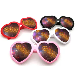 Wholesale glasses heart effect-Women Interesting Plastic Peach Heart Effect Diffraction Glasses Special Heart Glass Effects Eyeglasses