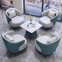 Ensemble Canapé Sectionnel en Cuir Simple et Table Basse de Style Nordique pour Bureau, Réception, Salon, Loisirs, Balcon et Bureau Commercial