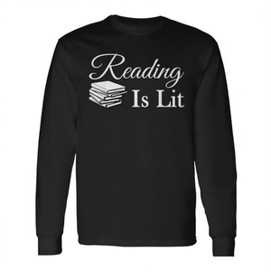 T-shirt a maniche lunghe Reading Is Lit, maglietta per insegnanti e appassionati di libri - Product Image 2