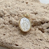 Vente en gros d'usine, accessoires de bijoux DIY, coquille blanche, nacre, camée, pendentif Vierge Marie