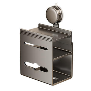 Porte-rouleau de papier toilette Blue Vine gris anthracite à fixation murale sans perçage, support de rangement rectangulaire multifonctionnel pour papier - Product Image 5