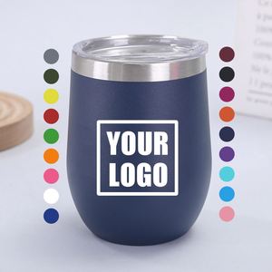 Gobelet isotherme personnalisé en acier inoxydable de 12 oz, revêtement poudré, forme œuf, cadeau promotionnel, tasse à café, gobelet à vin personnalisé avec couvercle - Product Image 1