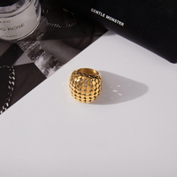 Bague large audacieuse en acier inoxydable 316L personnalisée, maille creuse, plaquée or 18 carats, motif grille ajourée, bijoux de mode pour femme