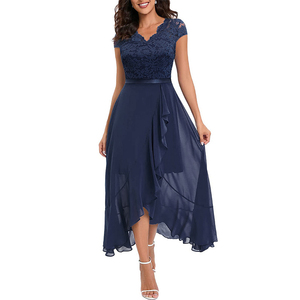 TONGYANG Abito da Sera Lungo da Donna Elegante in Pizzo Rosso con <span class=keywords><strong>Spacco</strong></span> Scollo a V Vestibilità Aderente per Feste e Balli - Product Image 2
