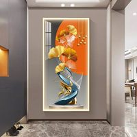 Peinture murale éclairée en porcelaine cristalline à surface plane abstraite, imprimée par jet d'encre, avec cadre en alliage d'aluminium résistant aux rayures