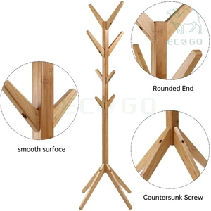 <b>Corner</b> Free Standing Bamboo Cap Garment Clothes Display Rack Storage Organizer Coat Hanger Stand - Product Image 5