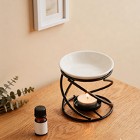 Brûleur d'huiles essentielles chinoises délicat et romantique avec bol en céramique - Chauffe-cire naturel écologique pour parfum bois de santal