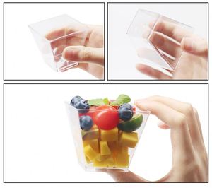 Vasos de Plástico PS Cuadrados Transparentes Biodegradables de 5oz/150ml para Postres, con Tapas y Cucharas, para Pastel de Queso, Tiramisú y Helado, Venta al Por Mayor Personalizada - Product Image 3