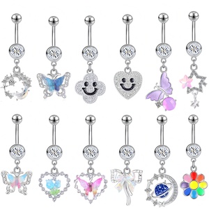 Nouveaux Piercings de Nombril Tendance Estivale, Formes Lune et Terre Colorées, Pendentifs Papillon, Bijoux de <span class=keywords><strong>Piercing</strong></span> Personnalisés - Product Image 1
