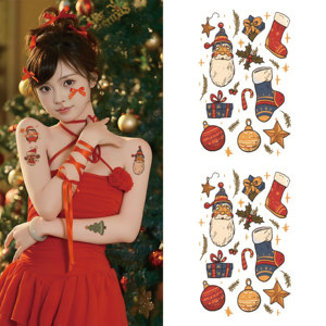Renne <span class=keywords><strong>flocon</strong></span> <span class=keywords><strong>de</strong></span> <span class=keywords><strong>neige</strong></span> cloche tatouages temporaires emballés individuellement enfants fête <span class=keywords><strong>de</strong></span> Noël faveurs étanche vacances artisanat - Product Image 1