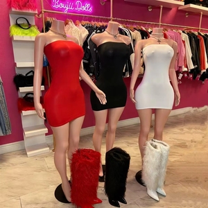 PEEQI Abito Tubino Sexy Senza Spalline da <span class=keywords><strong>Donna</strong></span> per Nightclub, Senza Maniche, Schiena Scoperta, Casual ed <span class=keywords><strong>Elegante</strong></span>, Mini Abito Aderente - Product Image 1