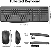 Clavier et souris sans fil KOORUI 2.4G, combo clavier mécanique silencieux pleine taille pour Windows, souris avec interface USB 3DPI, nouveau produit