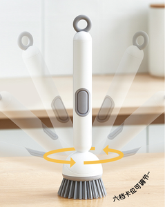 Brosse de nettoyage de cuisine portable en PET avec distributeur de savon liquide, poignée réglable à 6 niveaux pour vaisselle, casseroles et poêles - Product Image 5