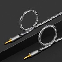 Câble auxiliaire Prix d'usine Audio stéréo Aux DC 3,5 mm Câble auxiliaire doré pour iPhone en voiture 3,5 mm Stock 1m 2m 3m Tresse personnalisée