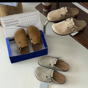 Sandales plates Birkenstocks de qualité supérieure en gros, fabriquées en Allemagne, pour l'extérieur, mules, sabots en cuir et daim, semelle en liège, sabots solides Birkenstocks - Product Image 5