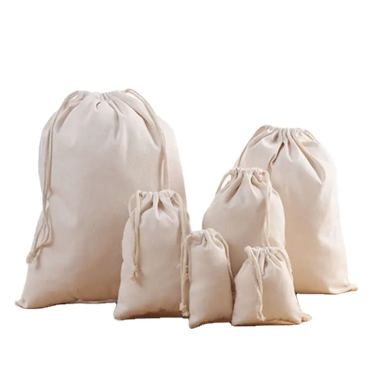 Eco-friendly Gift string Dust bag small cotton drawstring bag