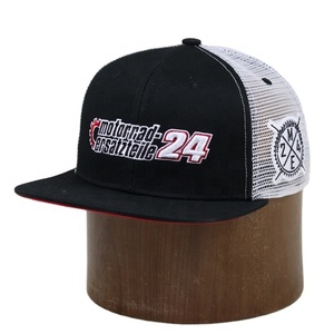 Chất lượng hàng đầu tùy chỉnh thực hiện màu đen da Trắng vá trống phẳng hóa đơn <span class=keywords><strong>Trucker</strong></span> mũ - Product Image 5