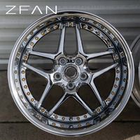 عجلات ZFAN المخصصة المصنوعة من سبائك الألومنيوم المطروقة من قطعتين/ثلاث قطع، مقاس 18-24 بوصة، 5x114.3 PCD، عميقة التقعر، مطلية، متعددة الأذرع