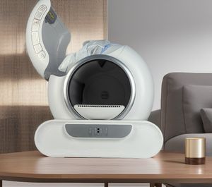 Toilette automatique <span class=keywords><strong>pour</strong></span> <span class=keywords><strong>chat</strong></span> à ouverture supérieure, grande capacité 65L, en plastique, silencieuse, anti-odeurs, avec commande à distance par application Wifi, nettoyage automatique - Product Image 1