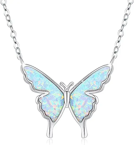 Collar colorido de mariposa para mujer, collar bonito y delicado de plata, dijes de mariposa para hacer joyas para ella