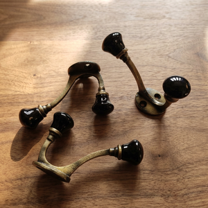 Vintage Black Glass Door Knob Wall Hooks Metal Mounting Round Shape Durable <b>Coat</b> <b>Rack</b> for Behind Doors or Walls - Product Image 2