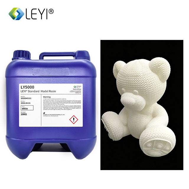 LEYI High Precision Low Shrinkage 10KG White 100% Purity Photosensitive Standard 3D Printer Resin LY5000 Industrial Grade 355nm