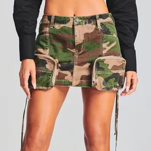 Haute qualité filles chaudes Camouflage Micro Mini jupes mode mignon dames poche Cargo Denim jupes courtes
