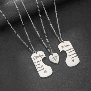 Ensemble de colliers parent-enfant en acier inoxydable, bijoux en forme de cœur pour la famille, pour un usage quotidien, unisexe - Product Image 2