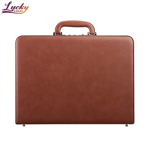 Nâu PU da Attache trường hợp cho nam giới phụ nữ mỏng cặp với sự kết hợp khóa cho máy tính xách tay tập tin bút - Product Image 2